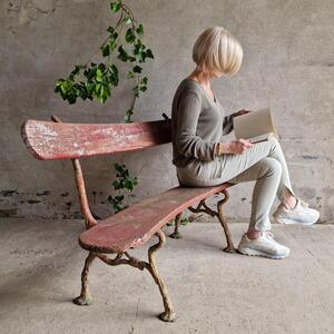 19thC curved garden bench