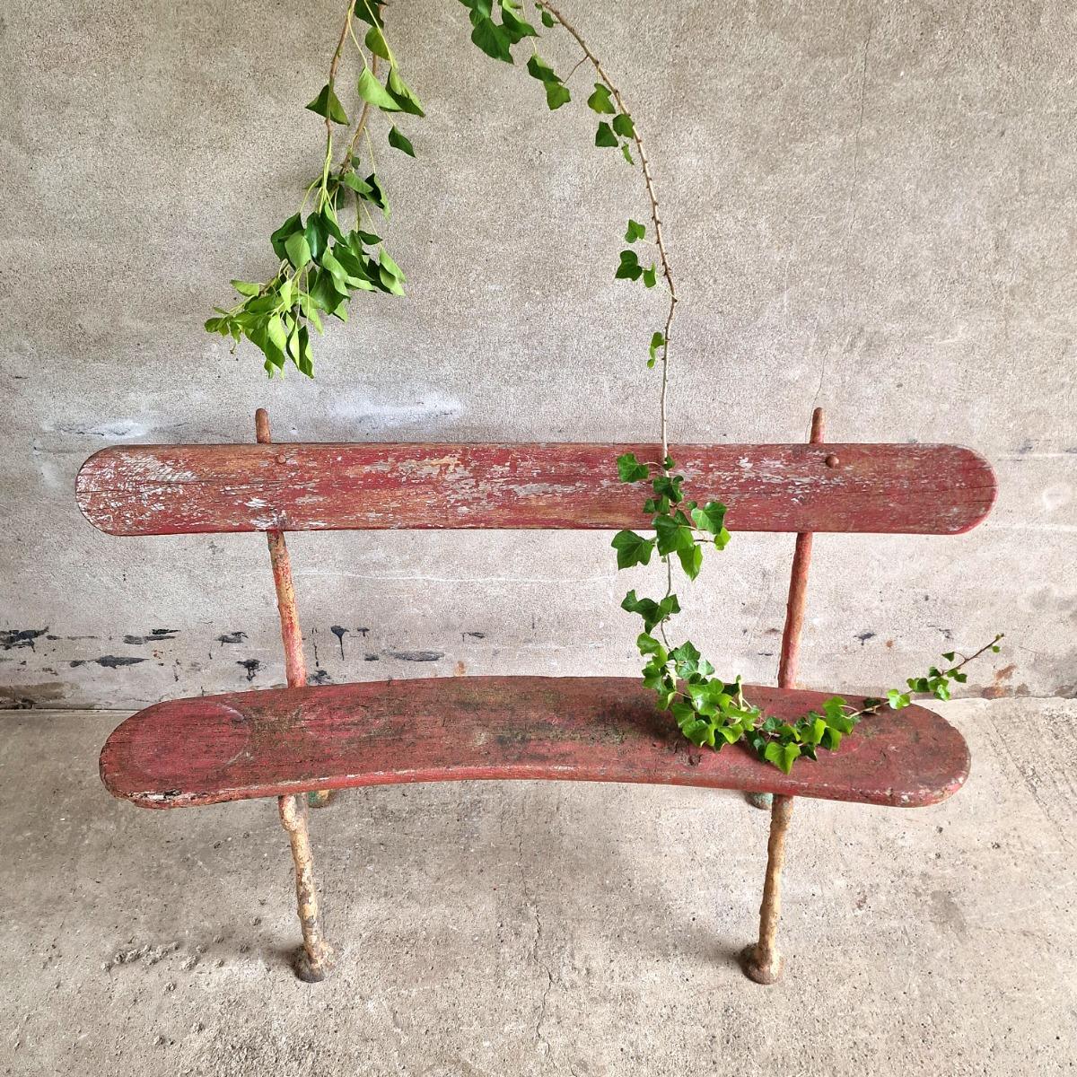 19thC curved garden bench