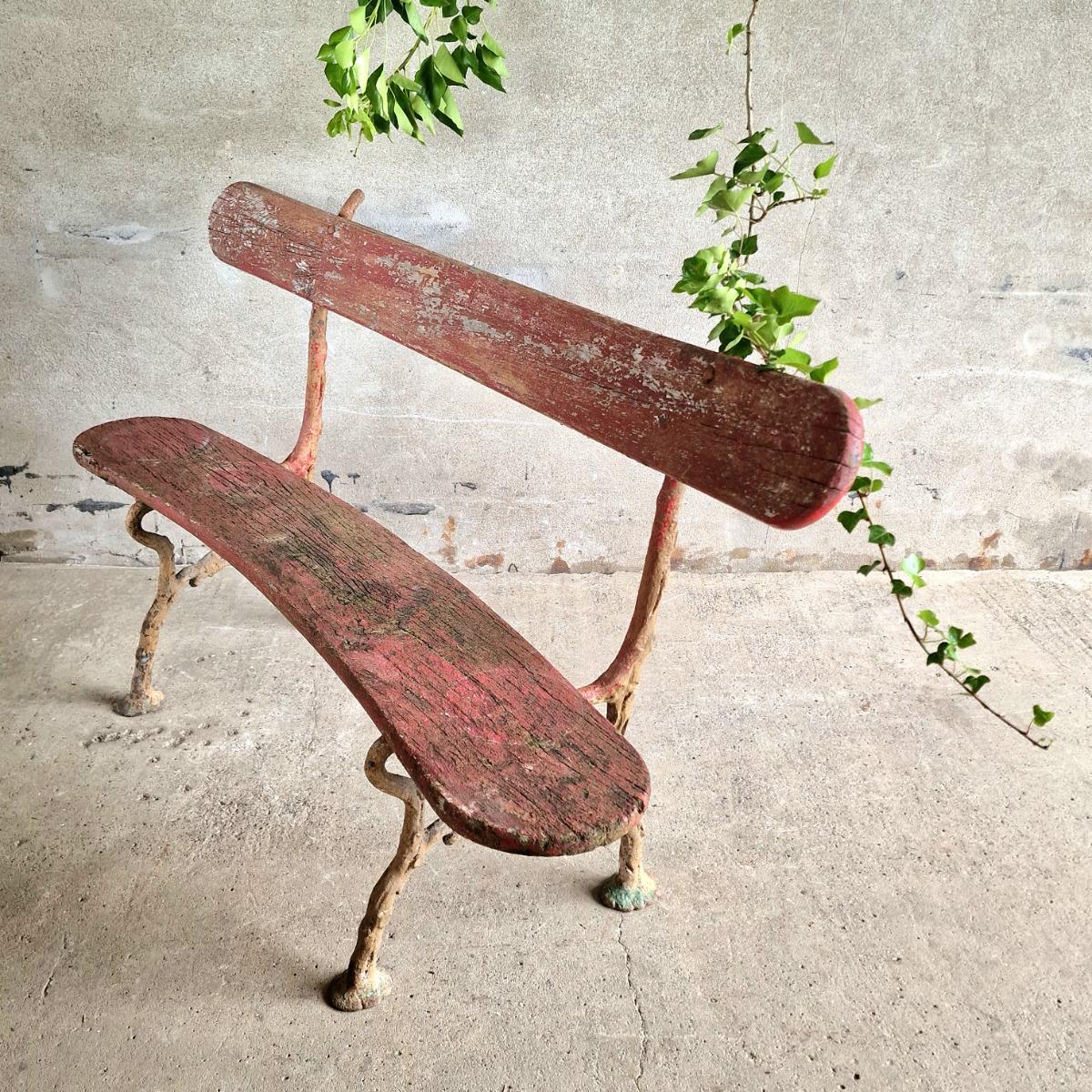 19thC curved garden bench