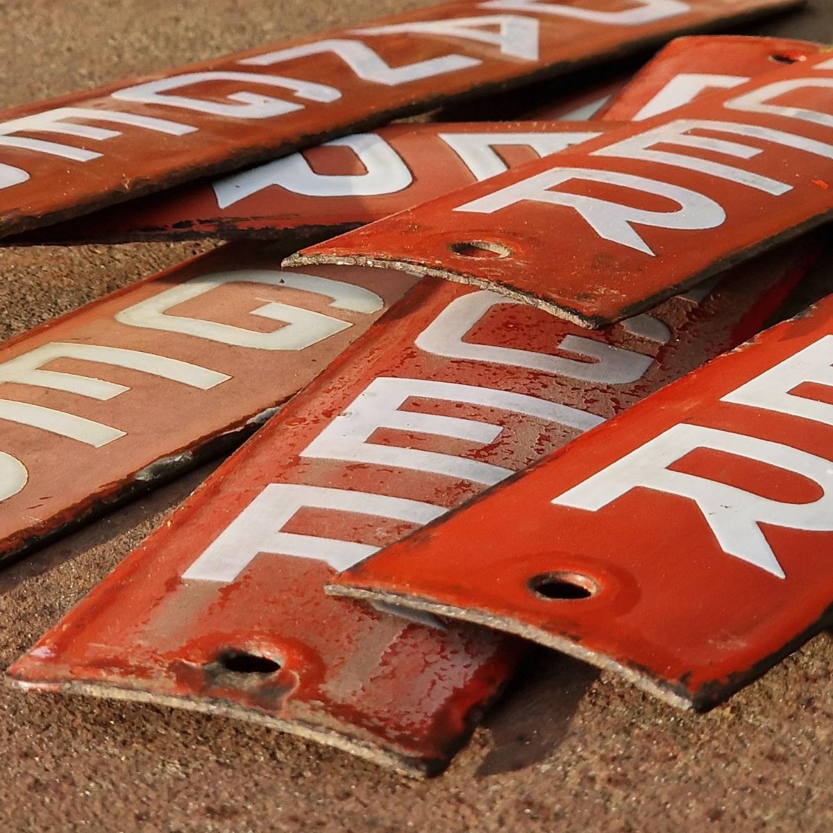 6 enameled DANGER signs