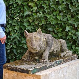 Cast stone lion cub