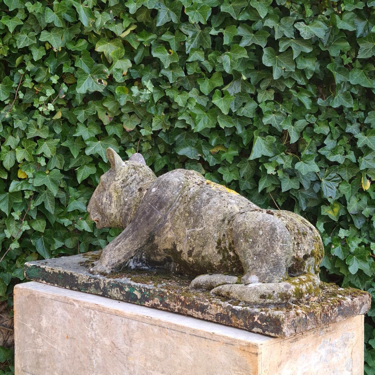 Cast stone lion cub