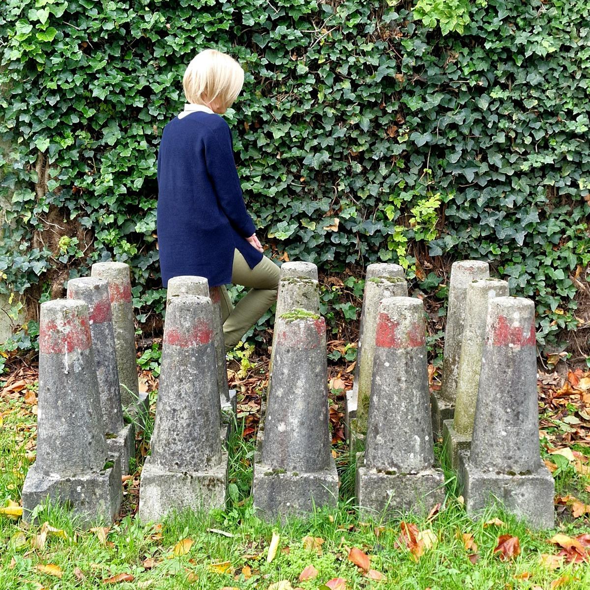 Collection of 15 cast stone land markers