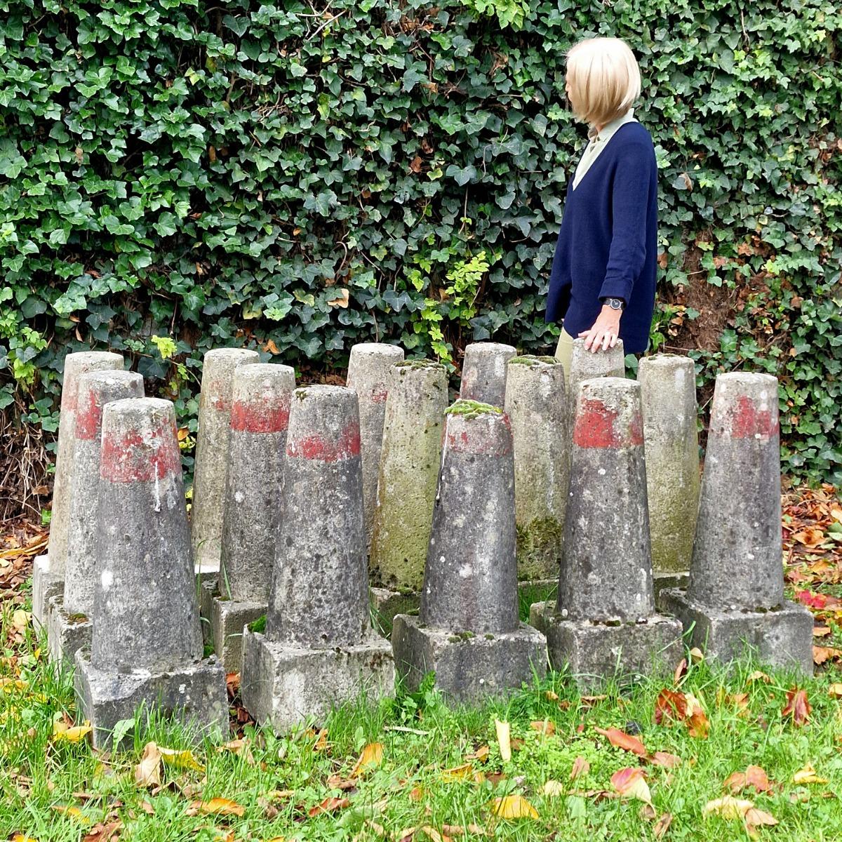 Collection of 15 cast stone land markers