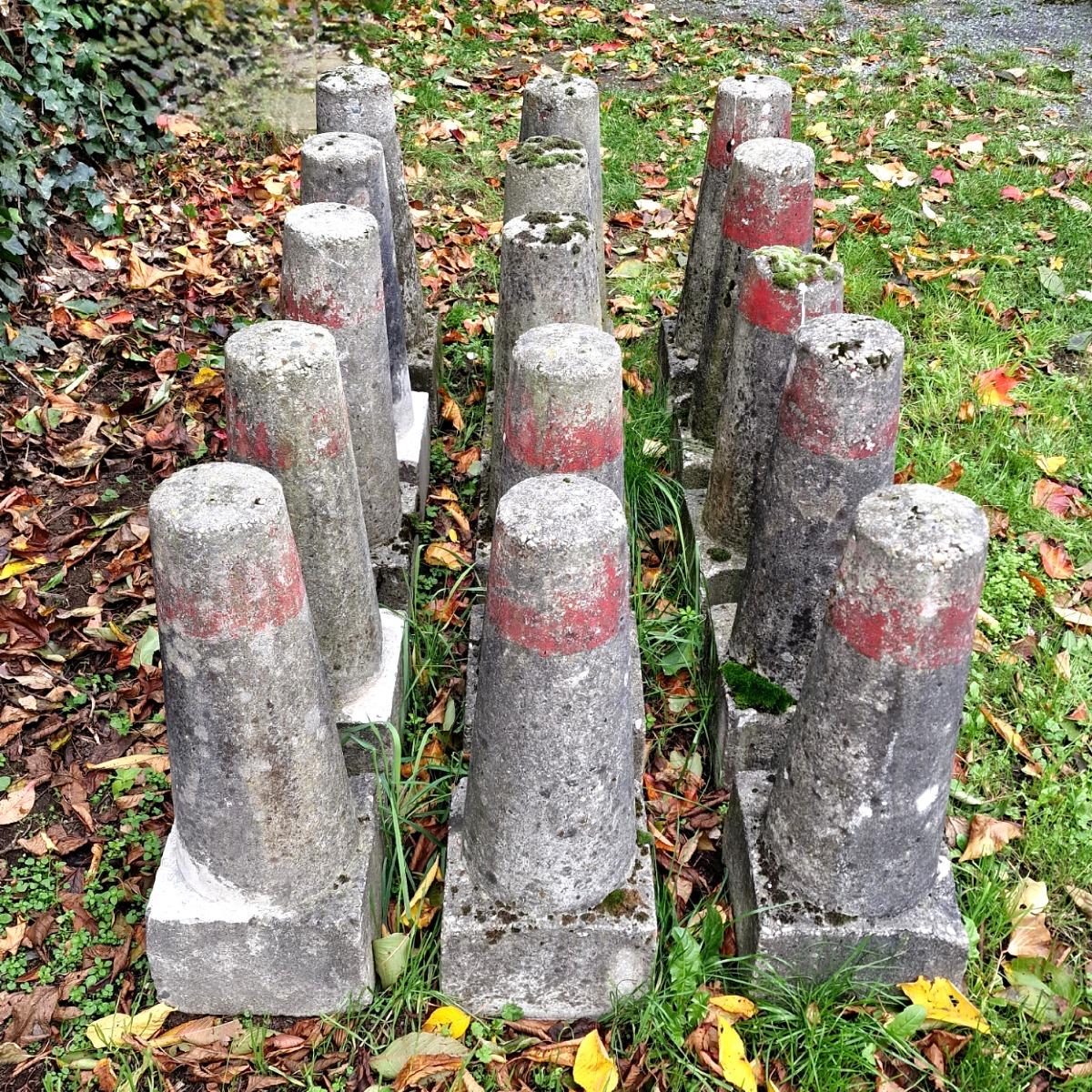 Collection of 15 cast stone land markers