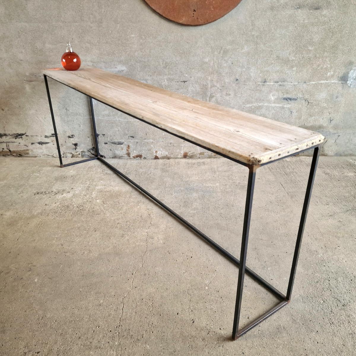 Console table on metal base