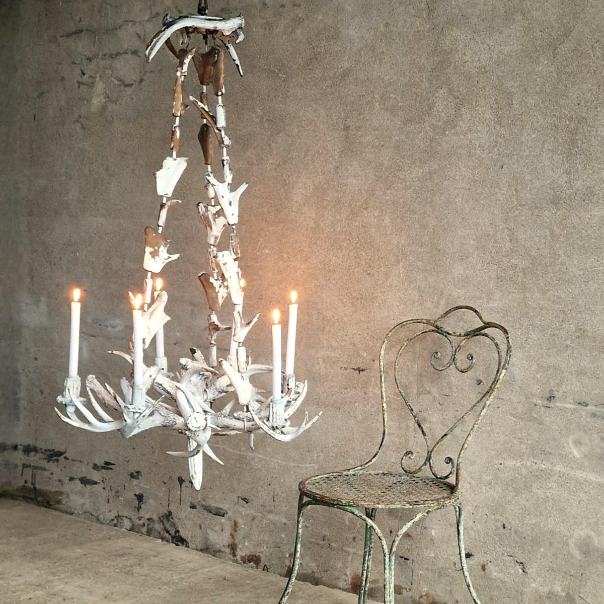 Large antler chandelier