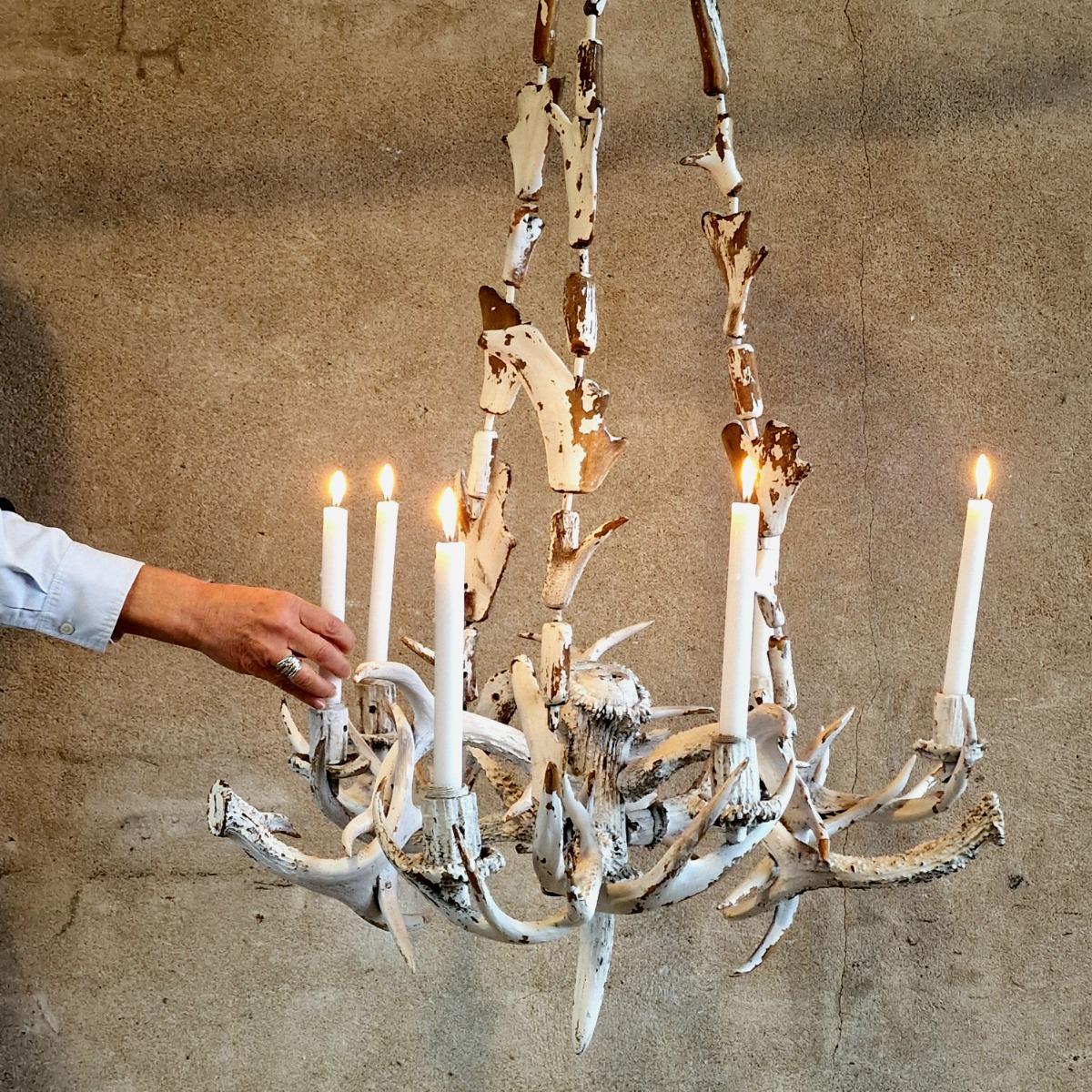 Large antler chandelier