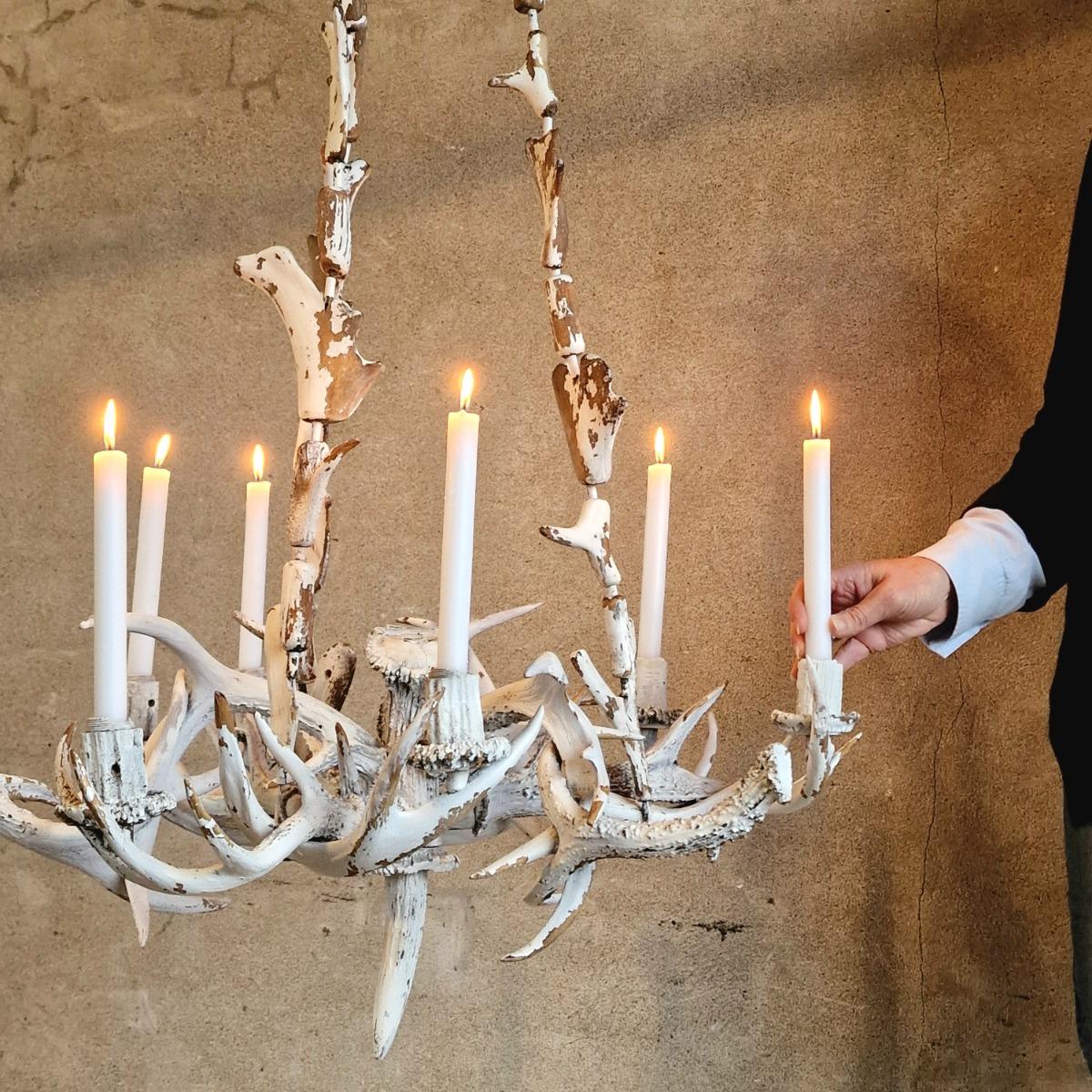 Large antler chandelier