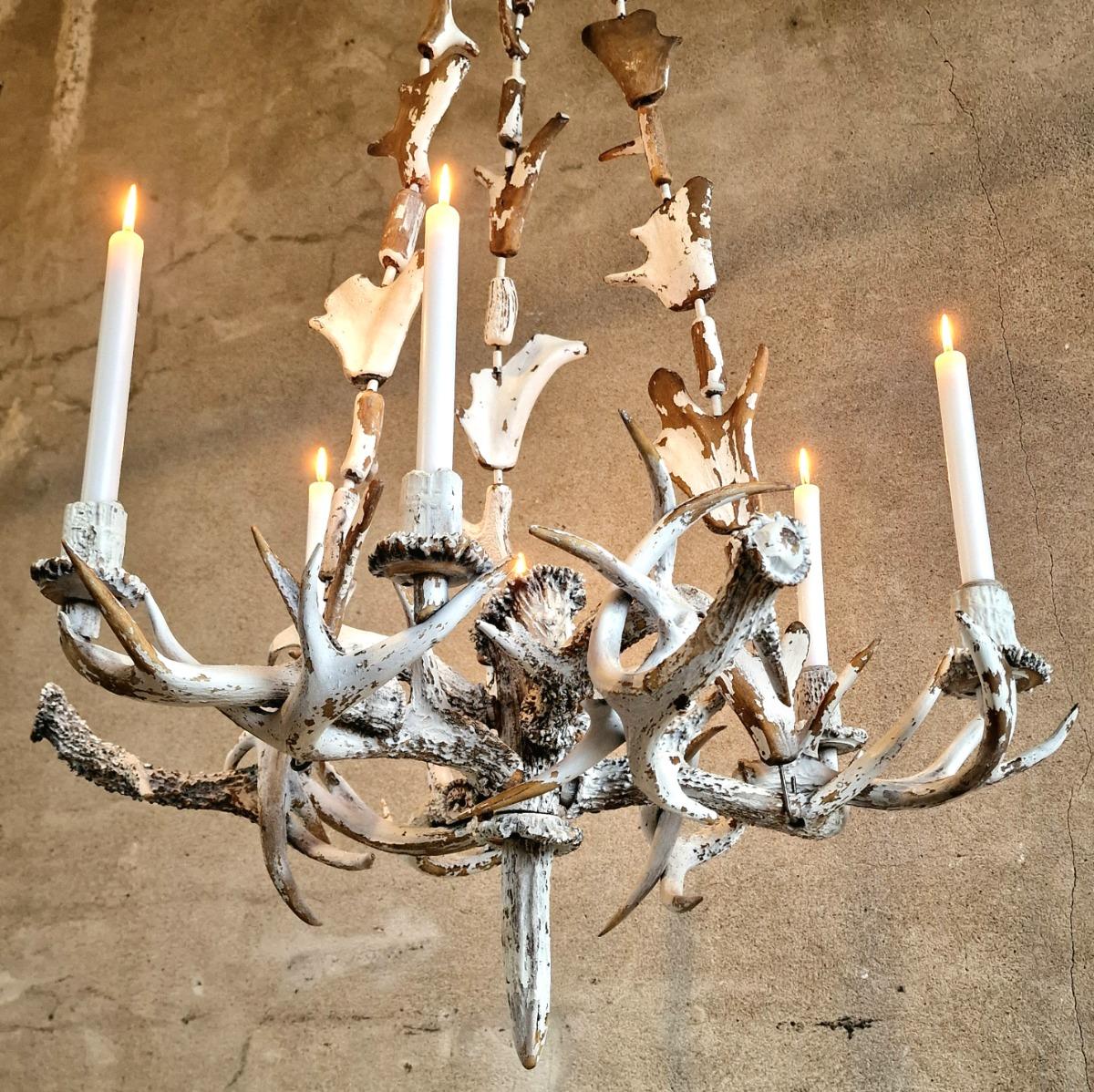 Large antler chandelier