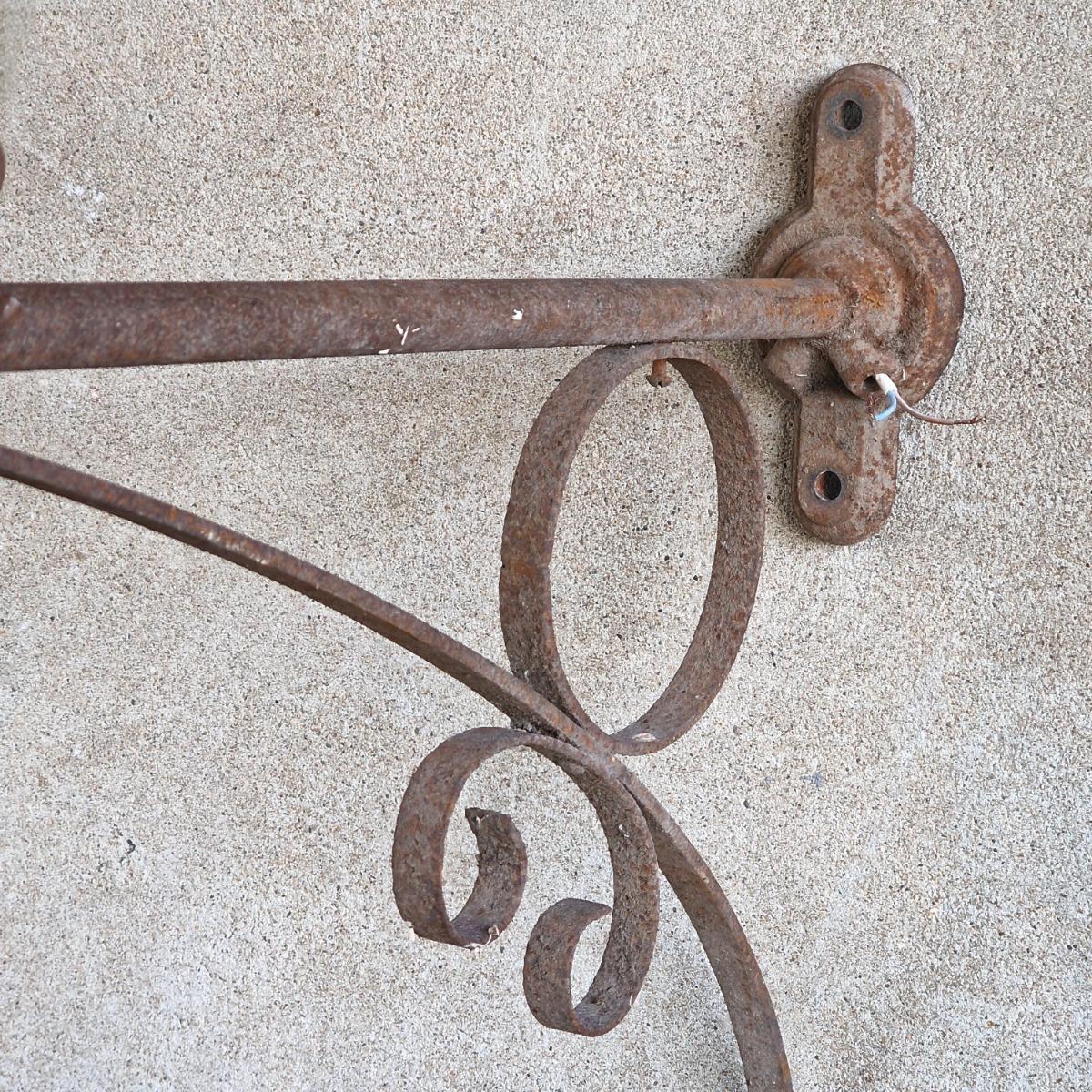 Large French enamelled wall lamp