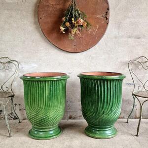 Large pair of green Anduze pots