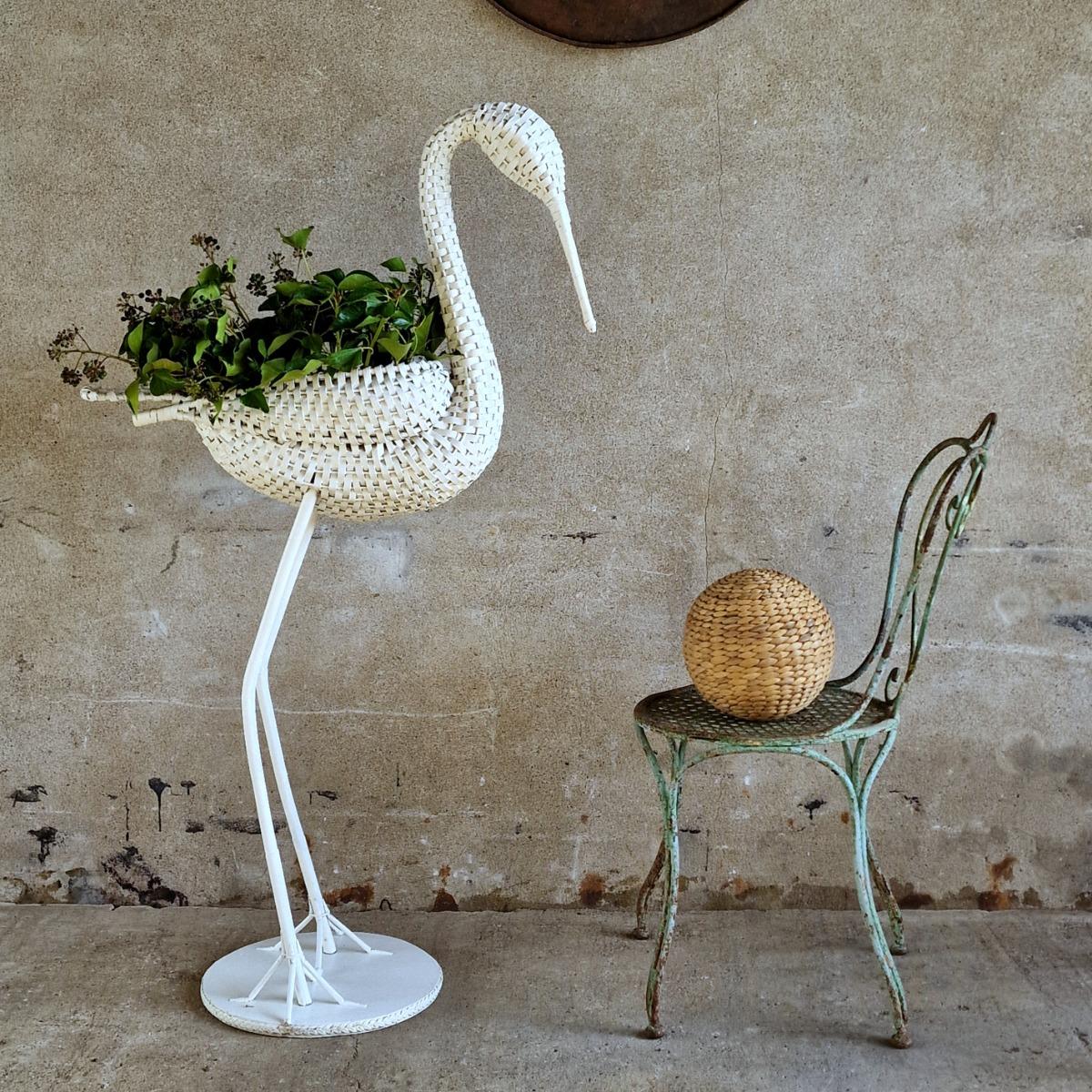 Large white rattan stork