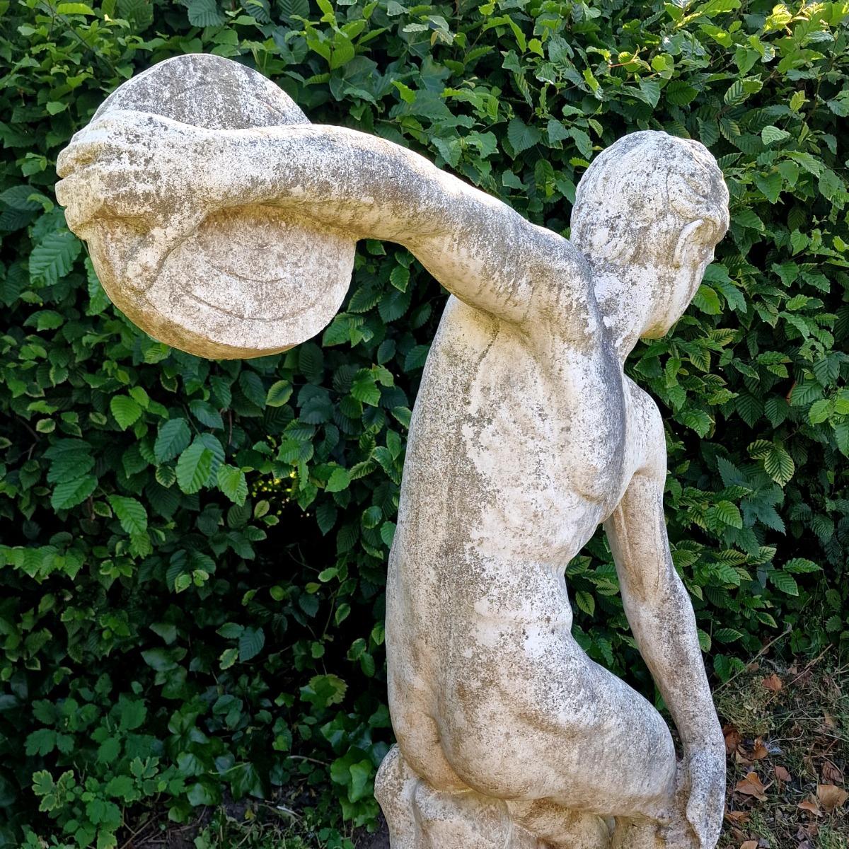 Life-size cast stone Discobolus