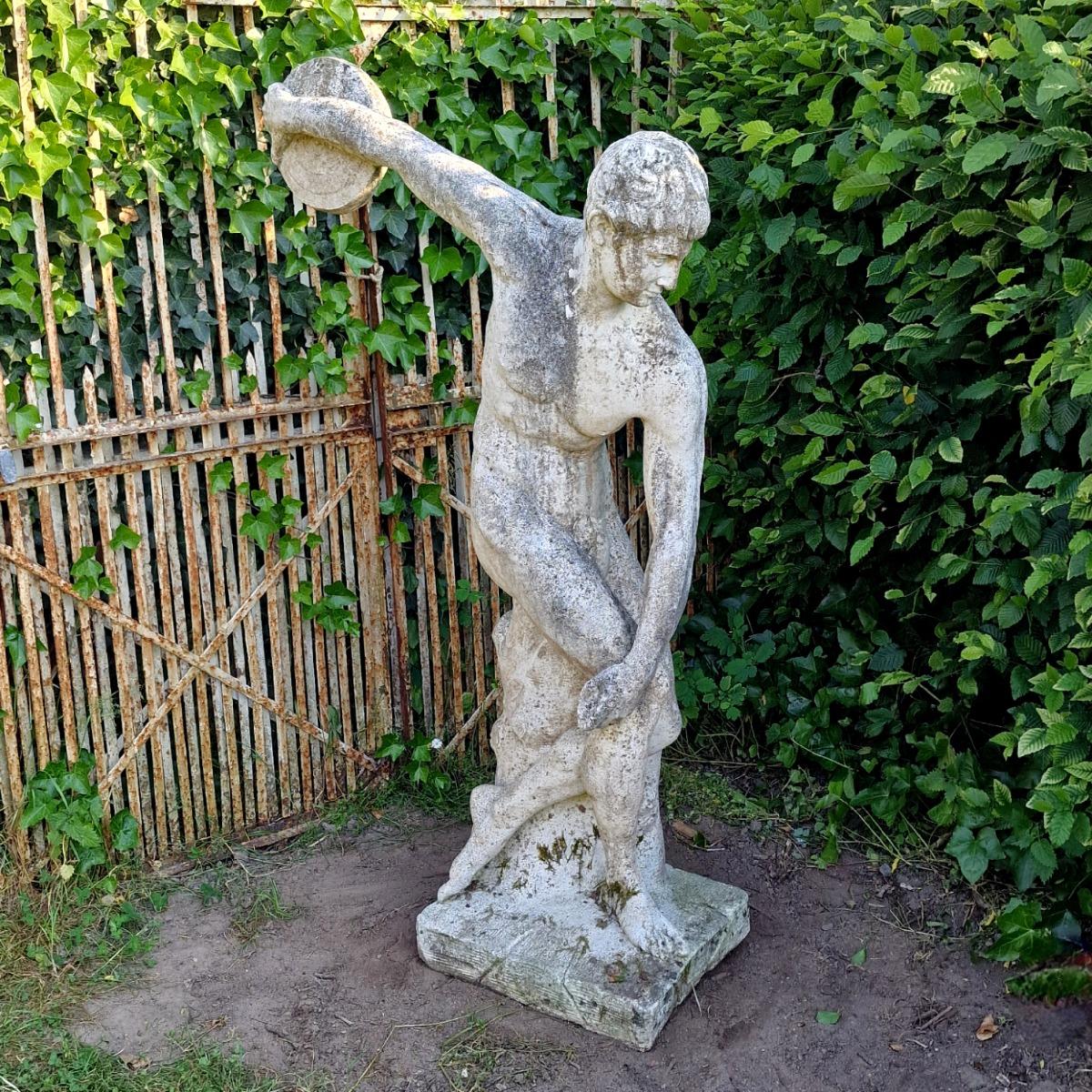 Life-size cast stone Discobolus