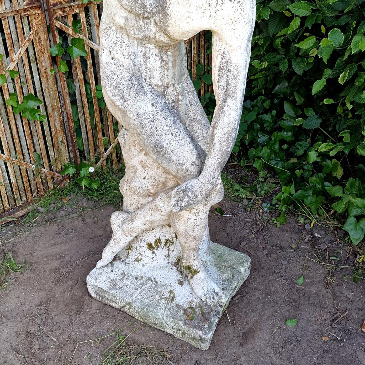 Life-size cast stone Discobolus