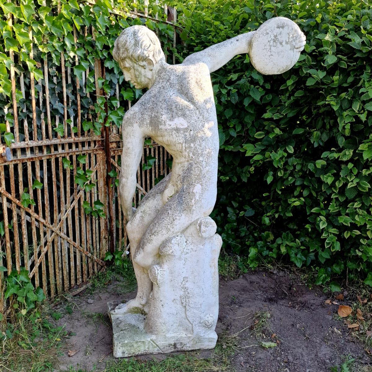 Life-size cast stone Discobolus