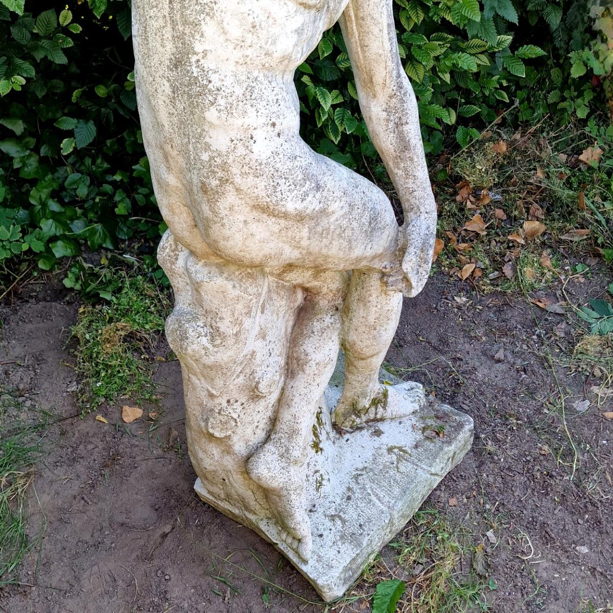 Life-size cast stone Discobolus