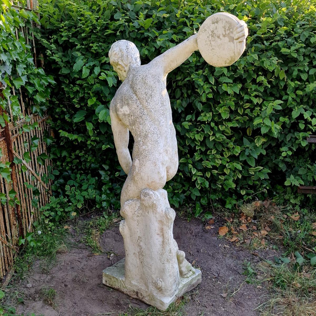 Life-size cast stone Discobolus