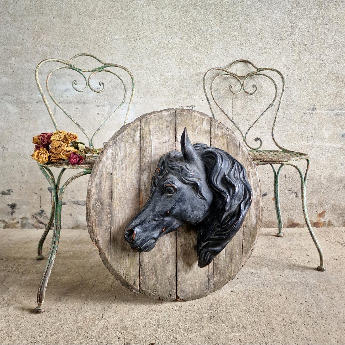 Original half cast iron horse head