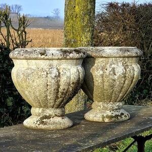 Pair of cast stone planters