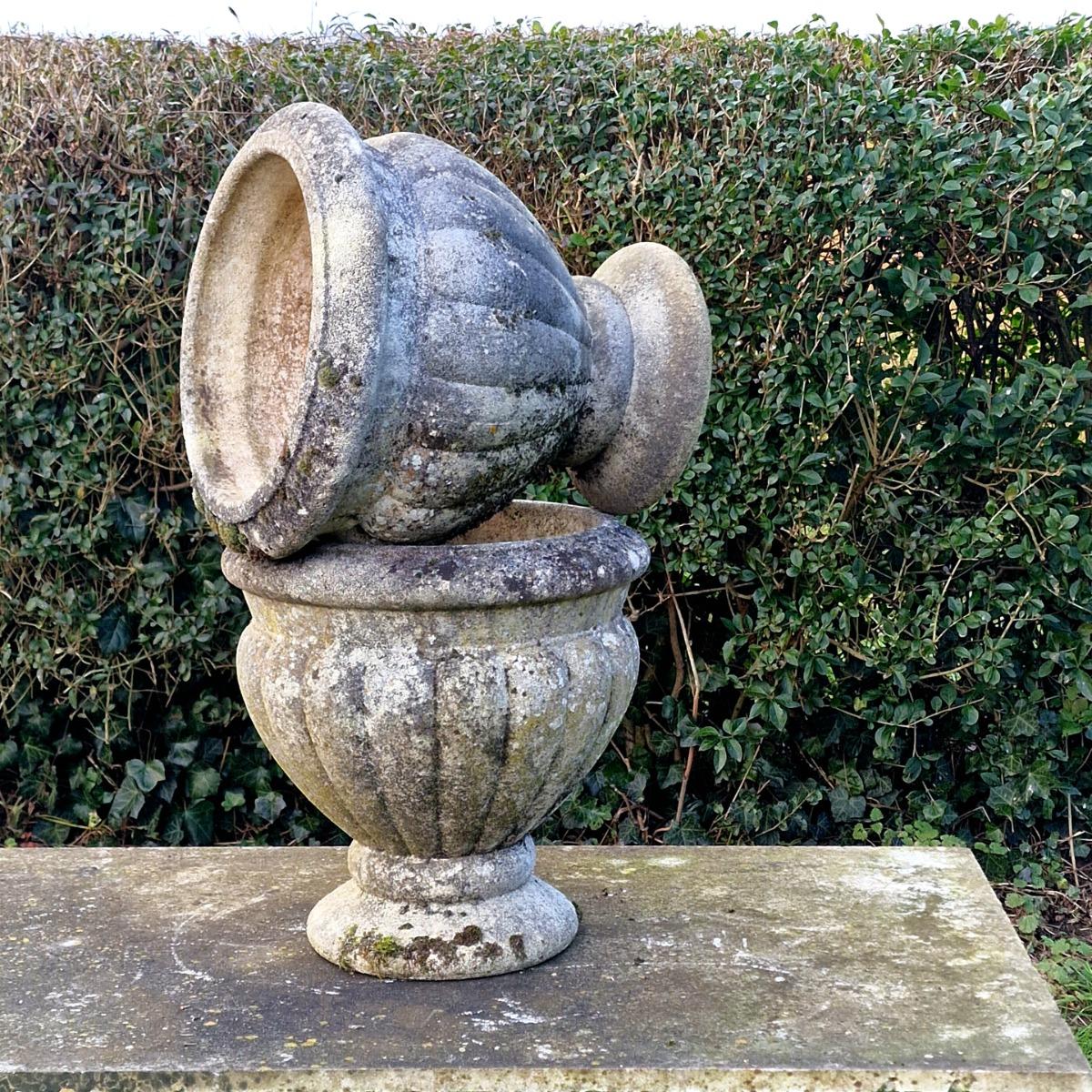 Pair of cast stone planters