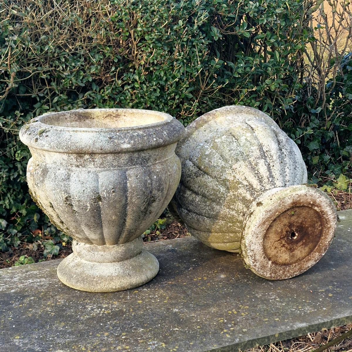 Pair of cast stone planters