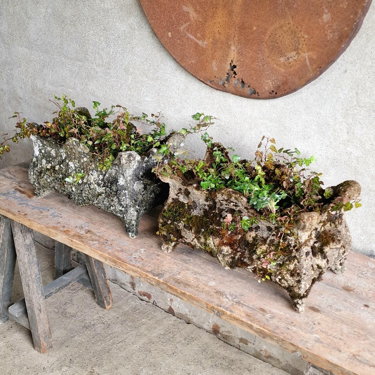 Pair of cast stone planters