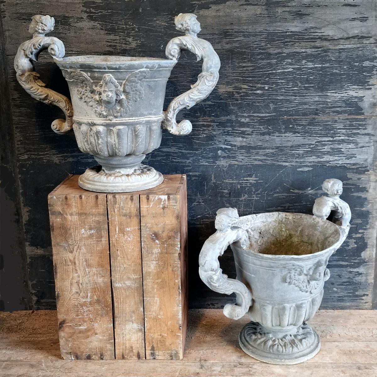 Pair of early 19thC lead urns