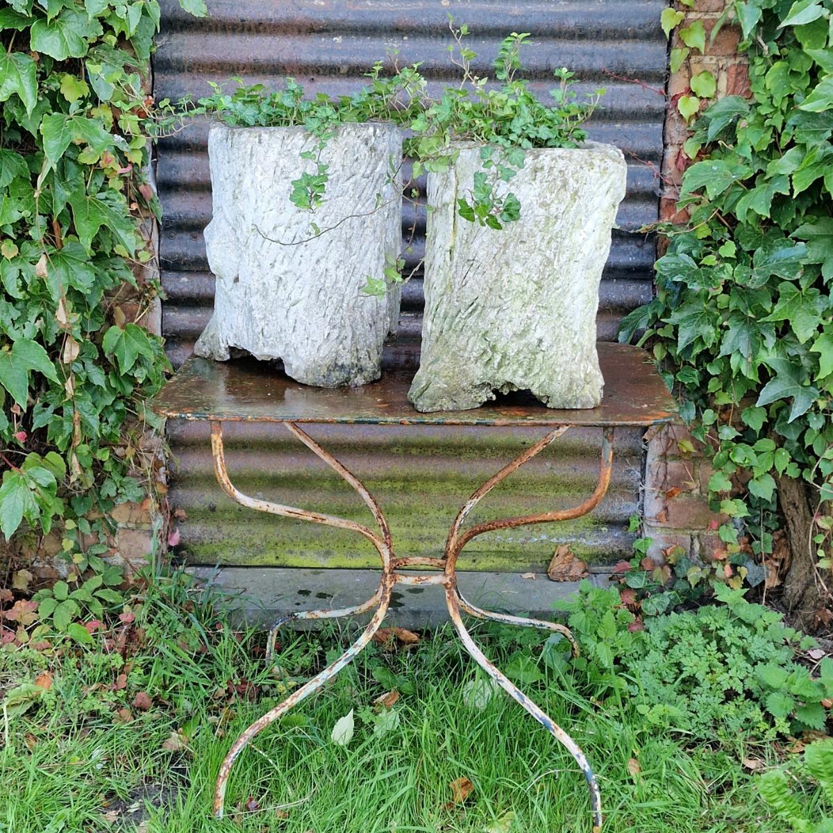 Pair of faux-bois planters