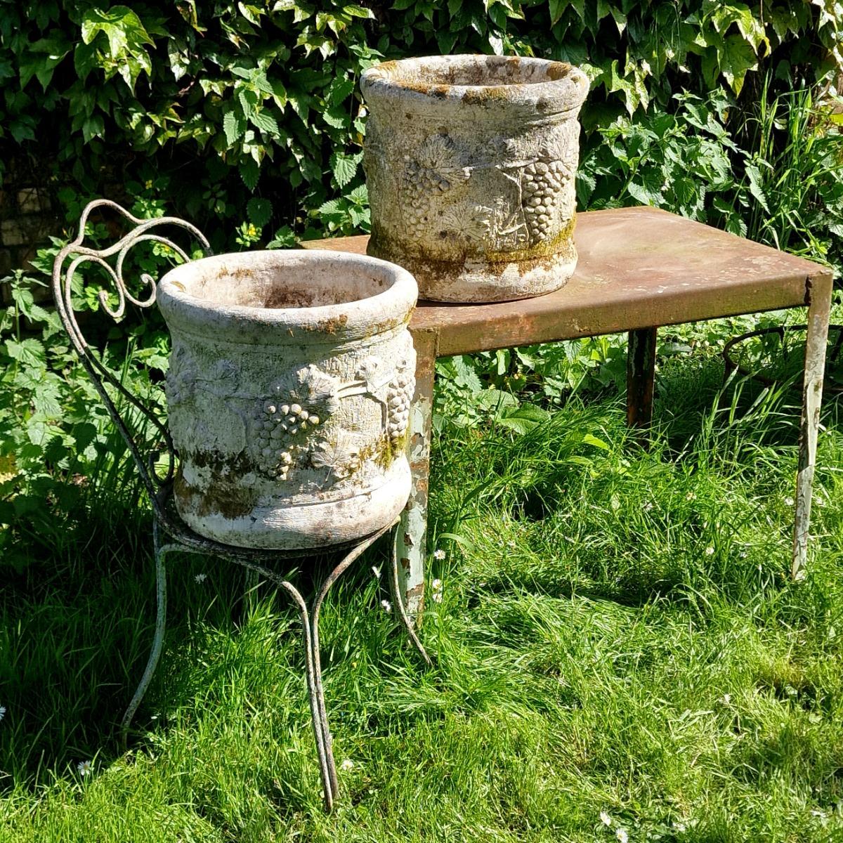 Pair of grapevine planters