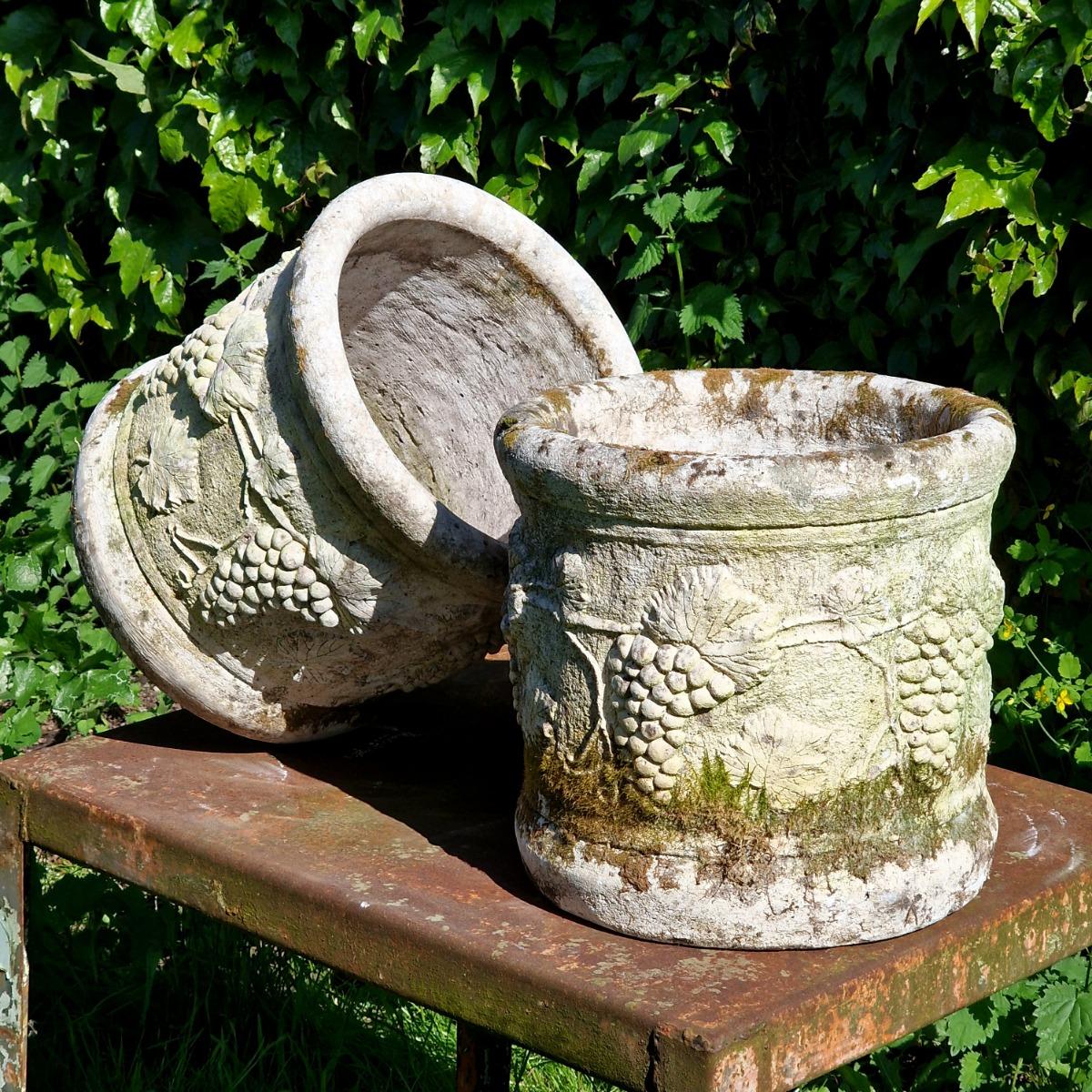 Pair of grapevine planters