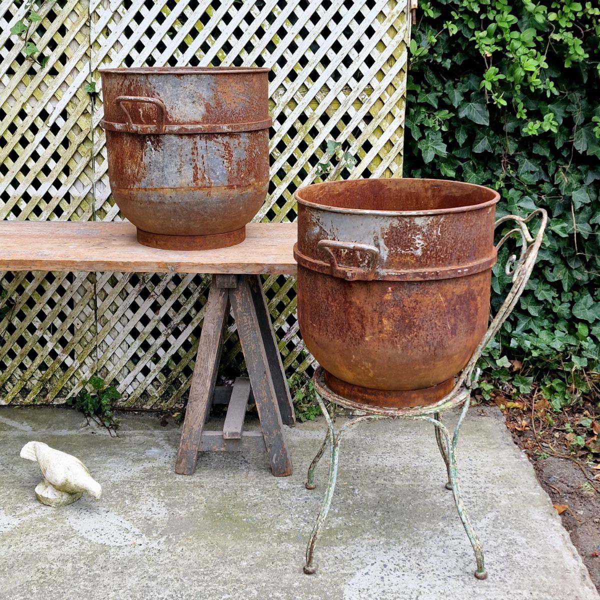 Pair of large metal containers