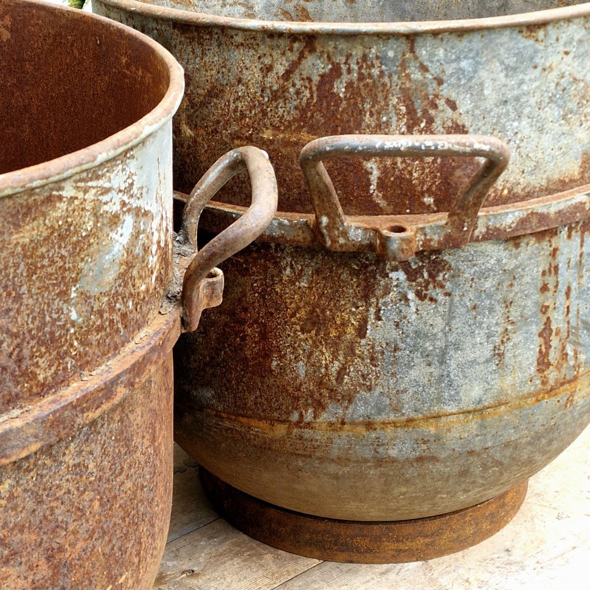 Pair of large metal containers