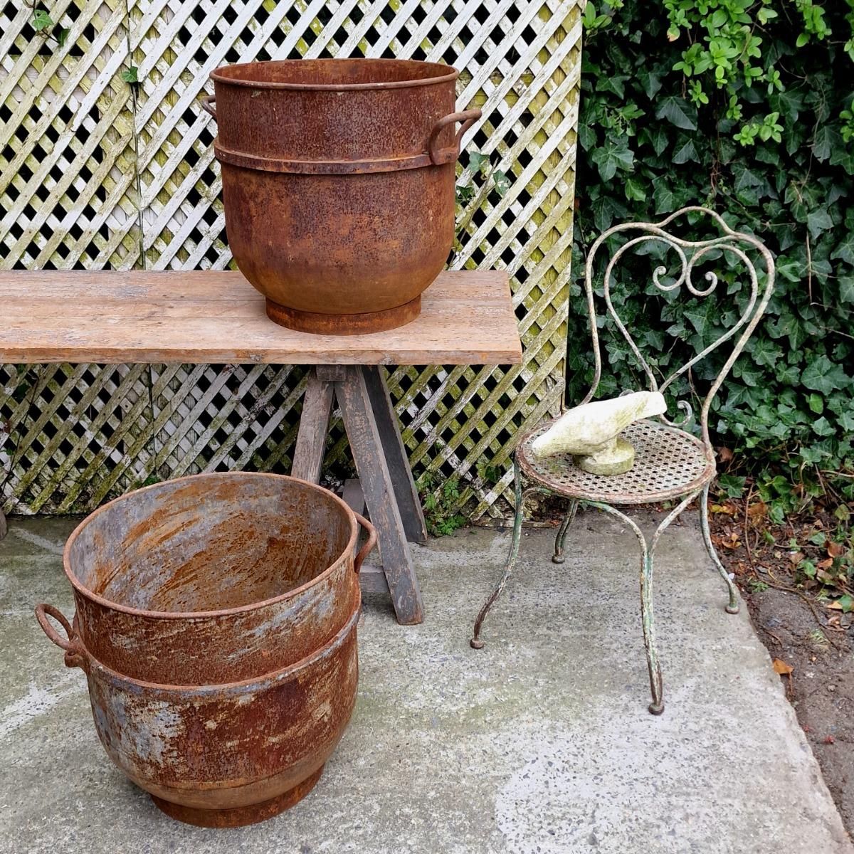 Pair of large metal containers