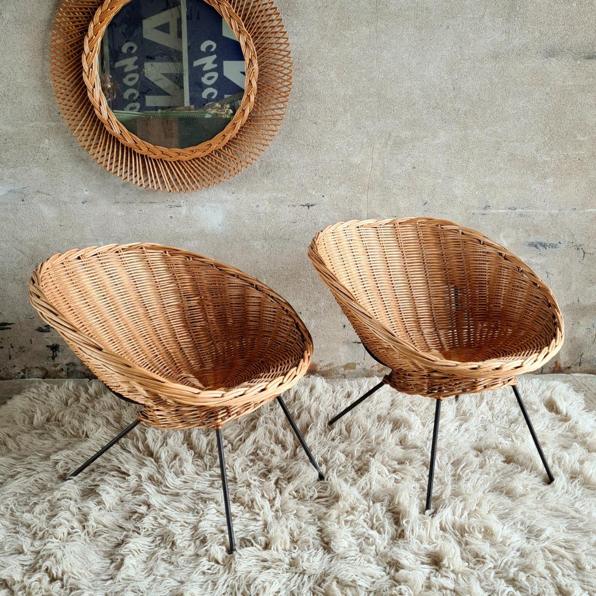 Pair of shop rattan chairs