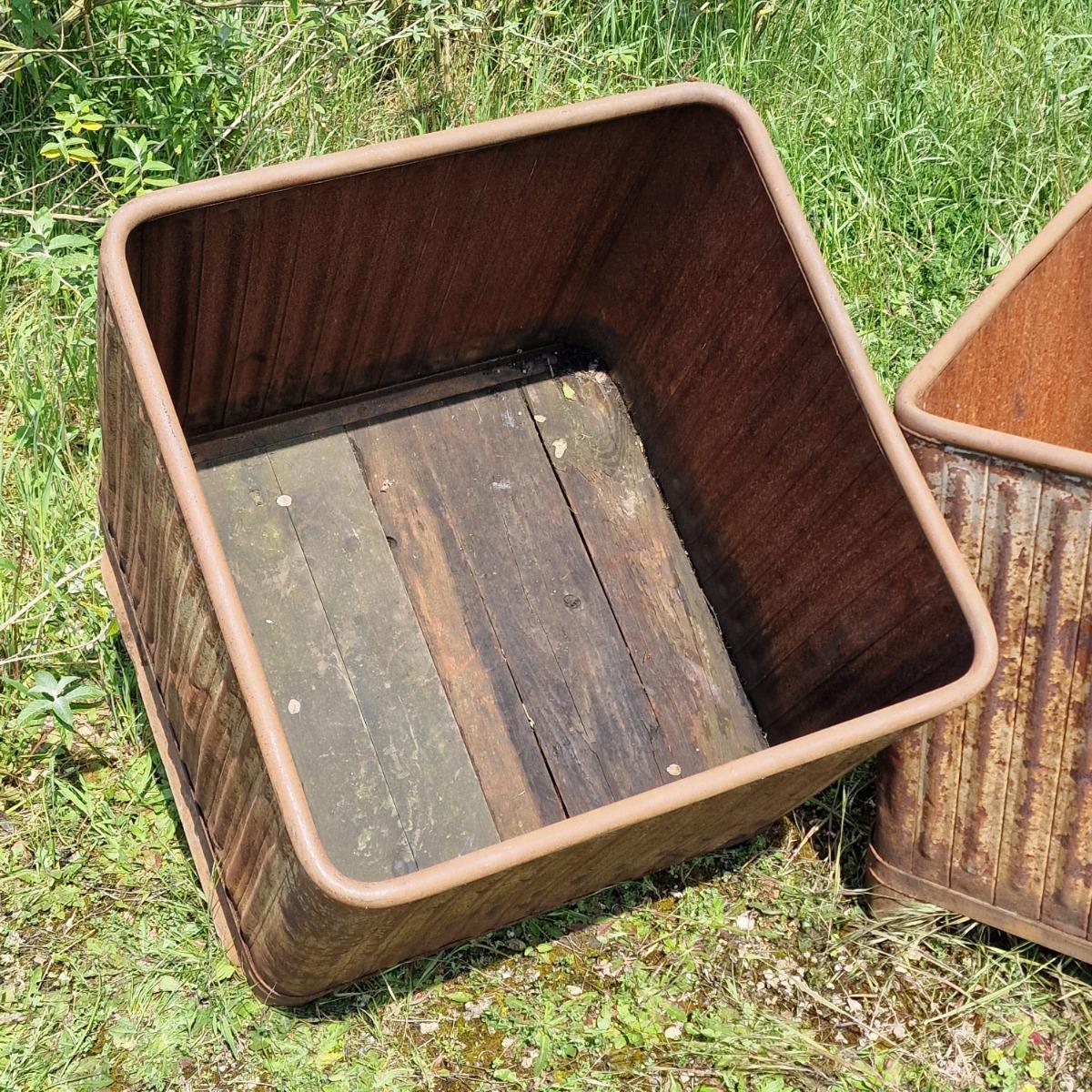 Pair of XL industrial orangerie planters