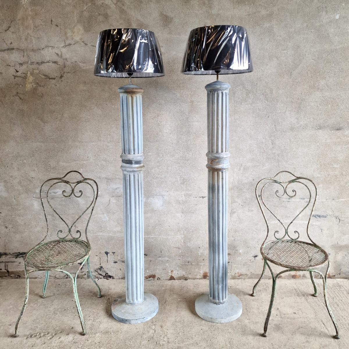 Pair of zinc floor lamps