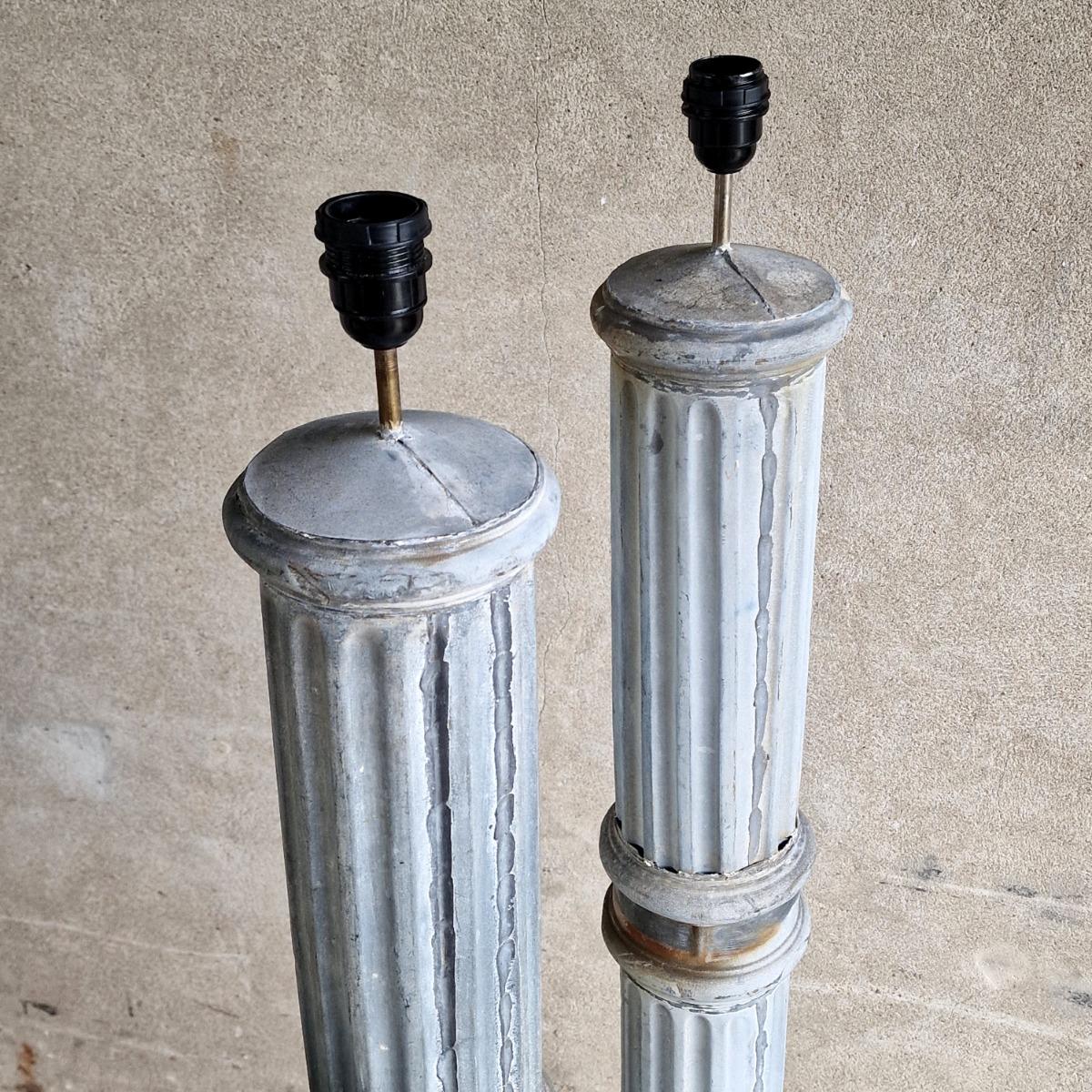 Pair of zinc floor lamps