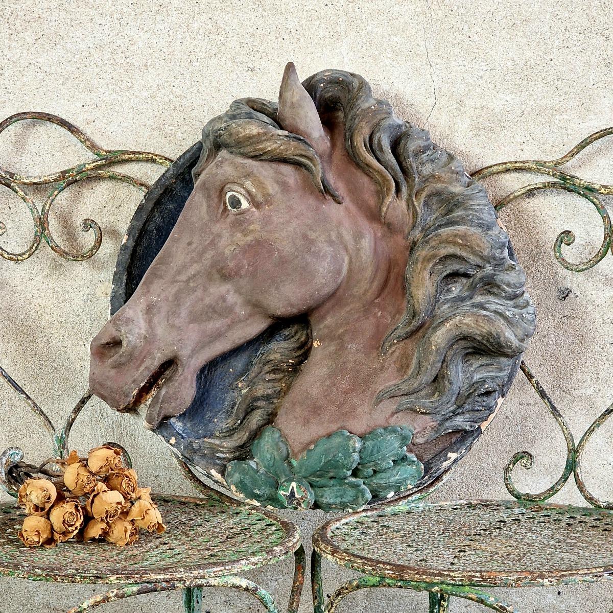 Terra cotta horse stable sign