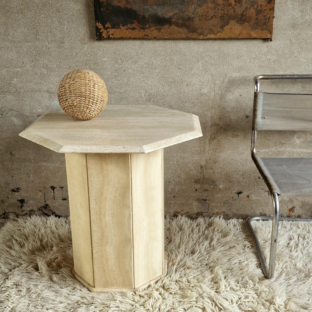 Travertin side table