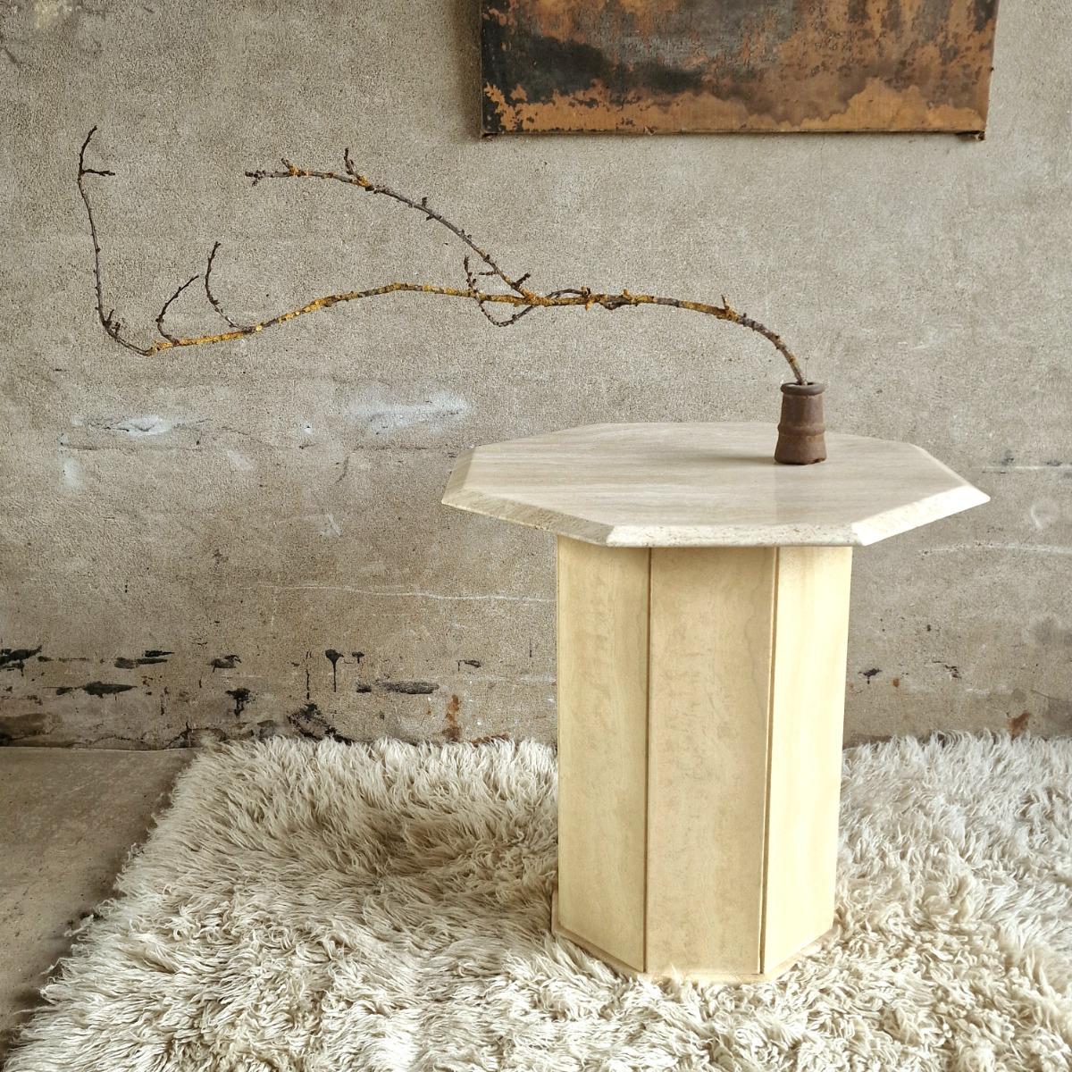 Travertin side table