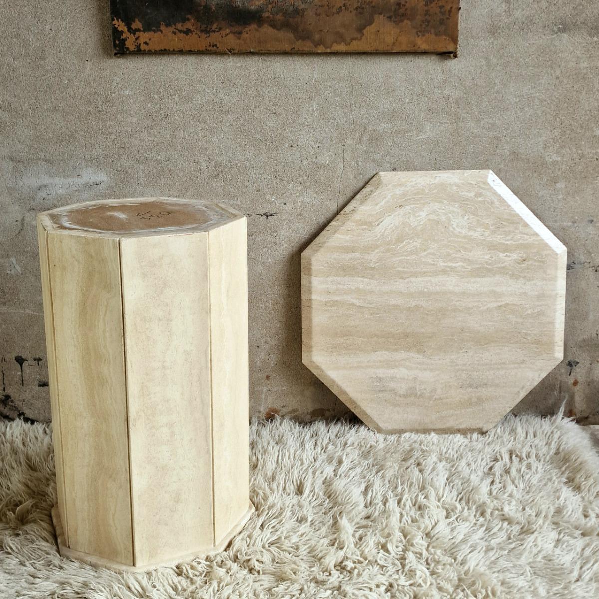 Travertin side table