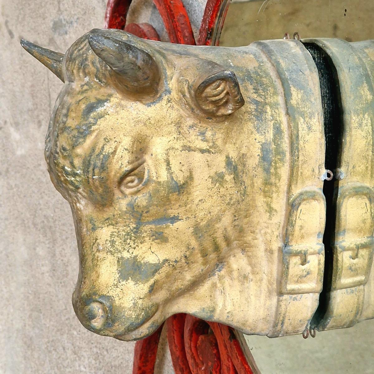 Zinc bull's head on frame